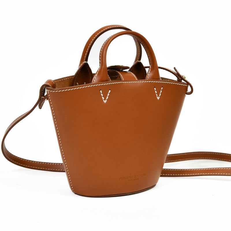 Officina del Poggio ODP Tan Leather Mini Cesta Basket Bag