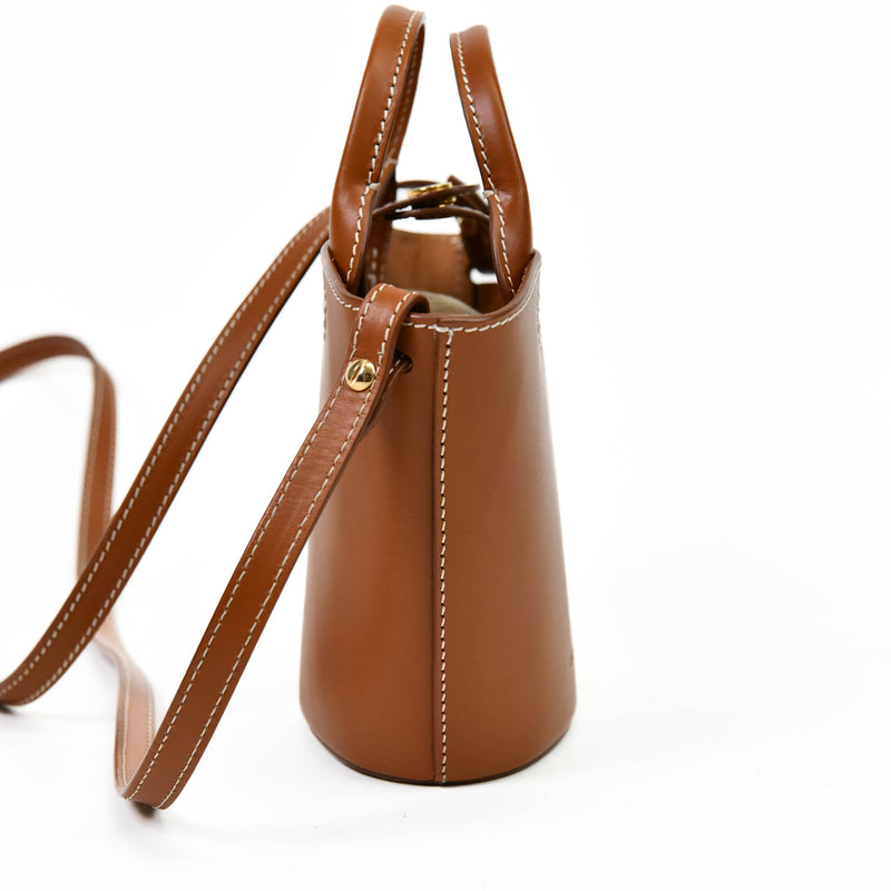 Officina del Poggio ODP Tan Leather Mini Cesta Basket Bag