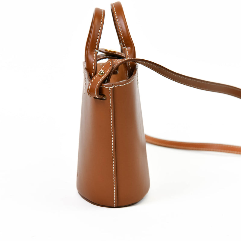 Officina del Poggio ODP Tan Leather Mini Cesta Basket Bag