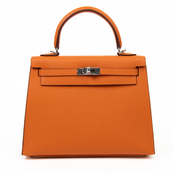 Hermès Kelly Sellier 25cm Orange Epsom Leather Palladium Hardware