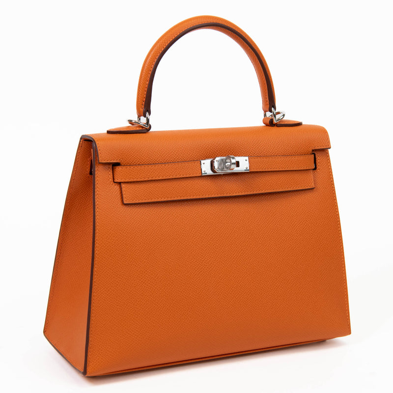 Hermès Kelly Sellier 25cm Orange Epsom Leather Palladium Hardware