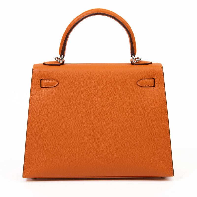 Hermès Kelly Sellier 25cm Orange Epsom Leather Palladium Hardware