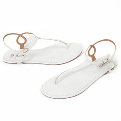 Aquazurra Almost Bare Embossed White Leather Sandals Size 41