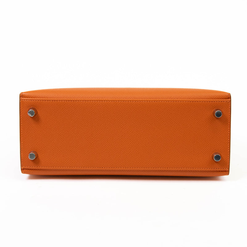 Hermès Kelly Sellier 25cm Orange Epsom Leather Palladium Hardware