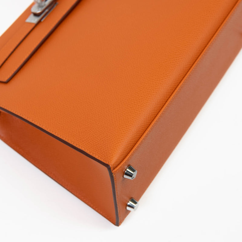 Hermès Kelly Sellier 25cm Orange Epsom Leather Palladium Hardware