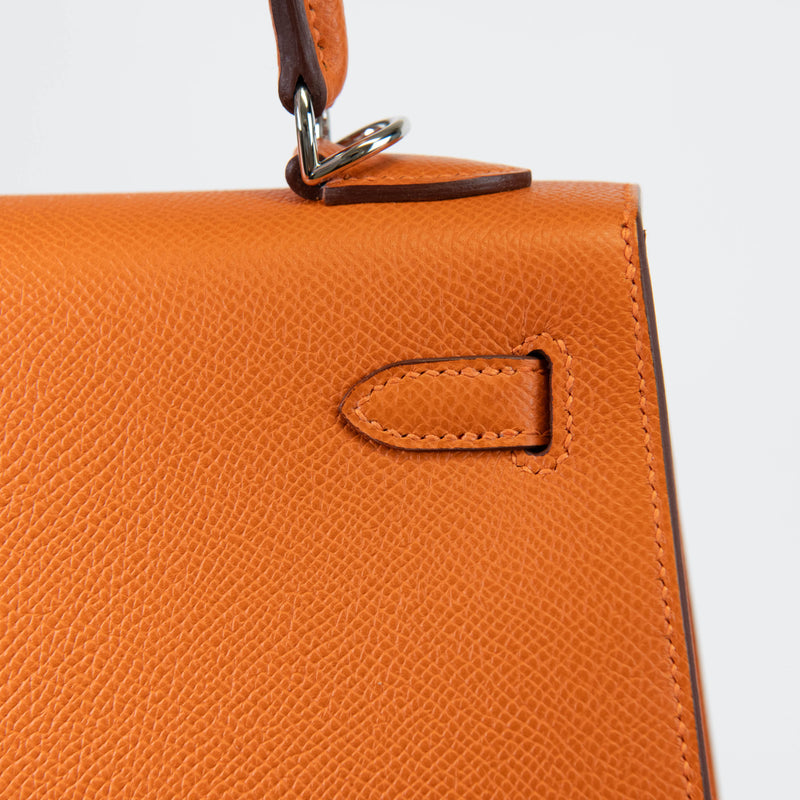 Hermès Kelly Sellier 25cm Orange Epsom Leather Palladium Hardware