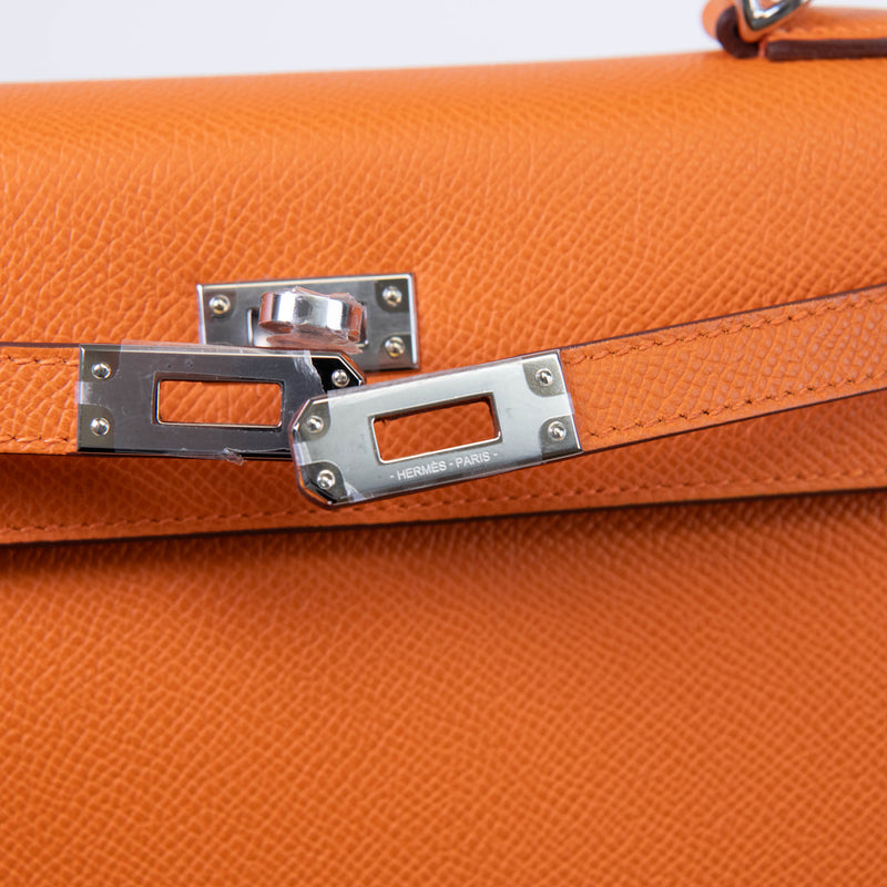 Hermès Kelly Sellier 25cm Orange Epsom Leather Palladium Hardware