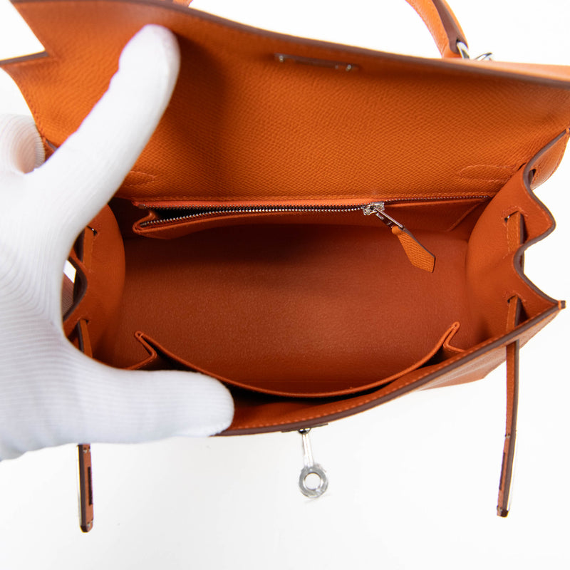 Hermès Kelly Sellier 25cm Orange Epsom Leather Palladium Hardware