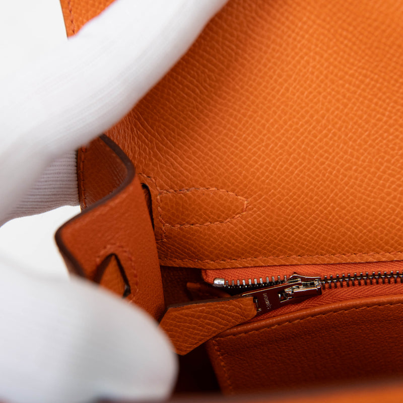 Hermès Kelly Sellier 25cm Orange Epsom Leather Palladium Hardware