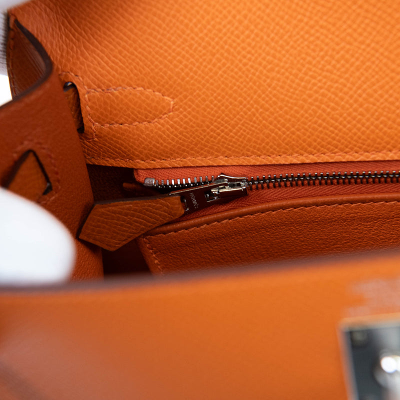 Hermès Kelly Sellier 25cm Orange Epsom Leather Palladium Hardware