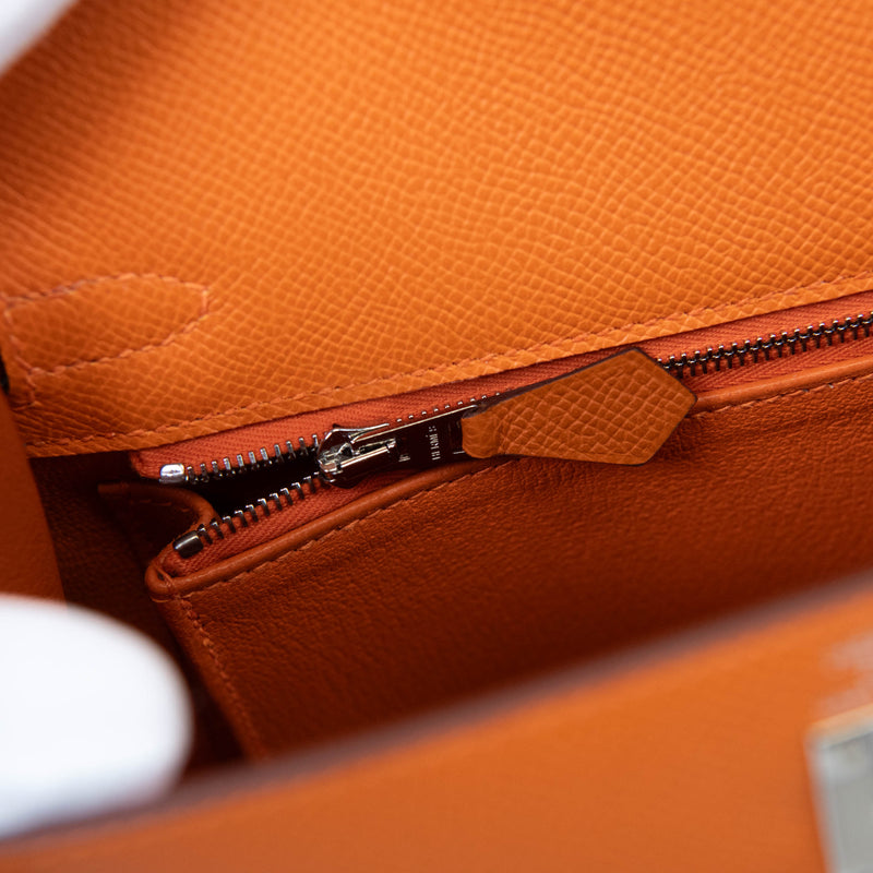 Hermès Kelly Sellier 25cm Orange Epsom Leather Palladium Hardware