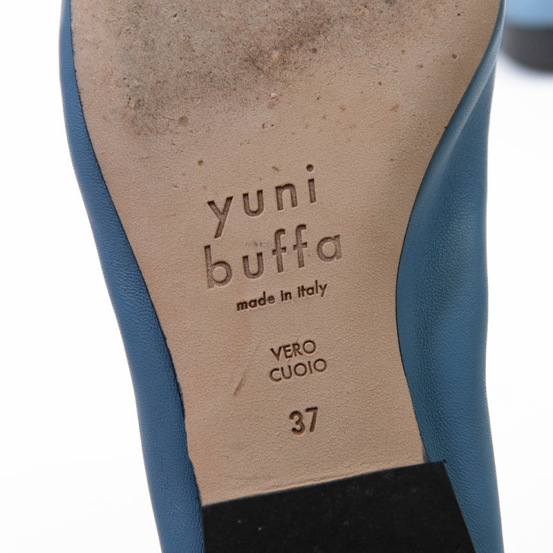 Yuni Buffa Blue Leather Pia Ballerina Flats Size 37