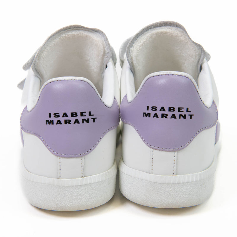 Isabel Marant Beth Leather Sneakers With Branded Heel In White and Purple 36