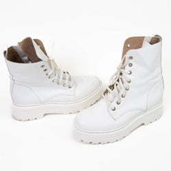 RKO Rylko White Leather Combat Boots Size 37