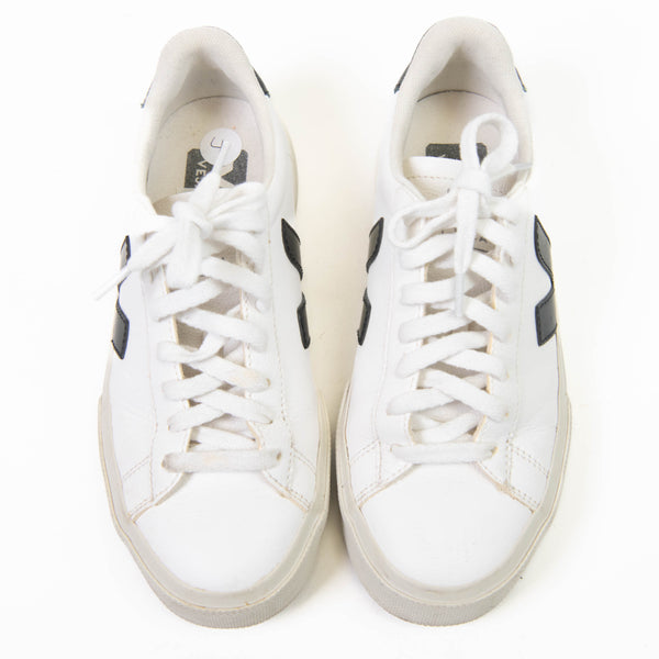 Veja Campo White and Black Leather Sneakers Size 4