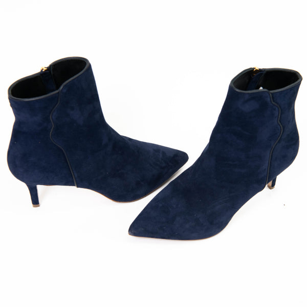 Sarah Flint Blue Suede Perfect Dress Bootie 60 Size 38