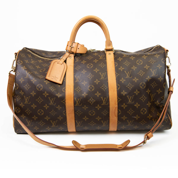 Louis Vuitton Brown Monogram Canvas Keepall Bandouliere 55