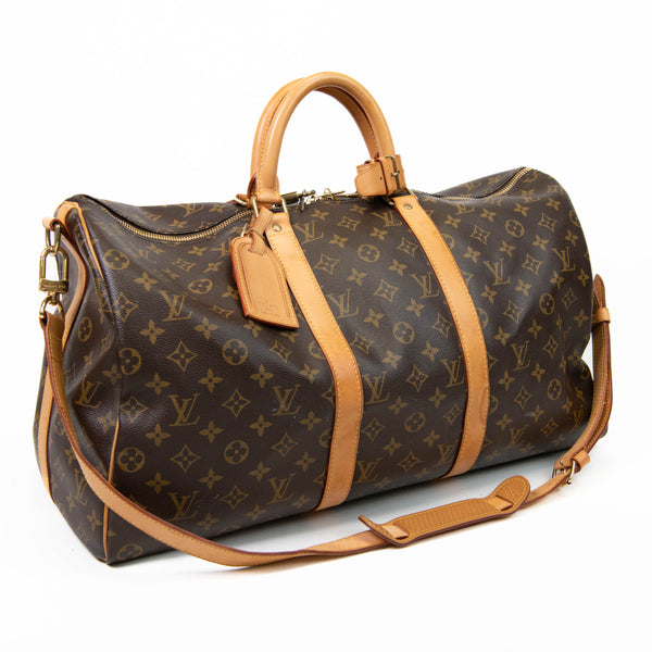 Louis Vuitton Brown Monogram Canvas Keepall Bandouliere 55