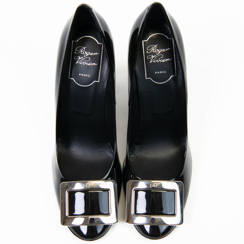 Roger Vivier Black Patent Leather Belle De Nuit Pumps 38.5