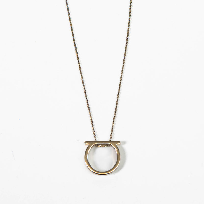 Salvatore Ferregamo Silver Metal Gancini Necklace