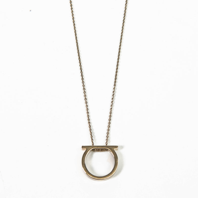 Salvatore Ferregamo Silver Metal Gancini Necklace