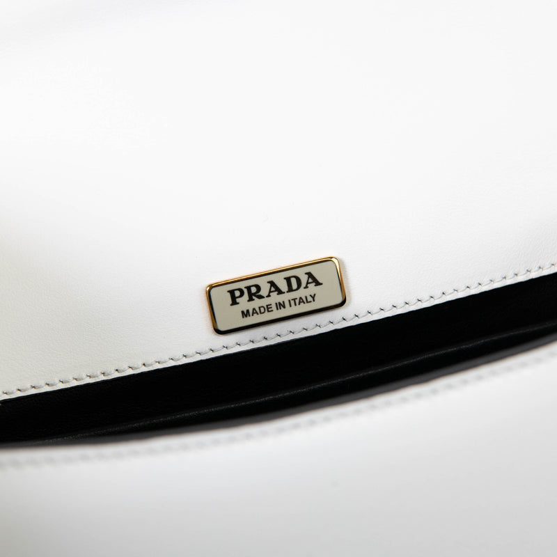 Prada Cream Leather Pionniere Bag Gold Hardware