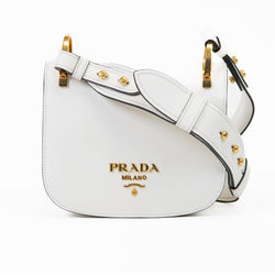 Prada Cream Leather Pionniere Bag Gold Hardware