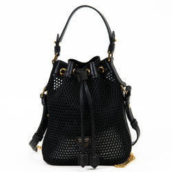 Tom Ford Black Mesh Logo-Patch Disco Bucket Bag