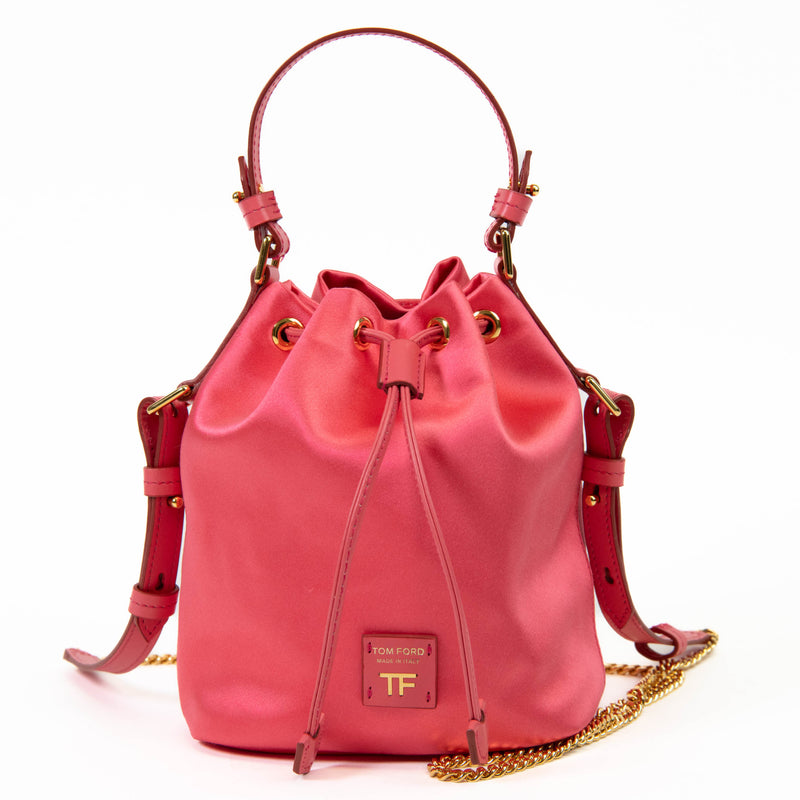 Tom Ford Pink Satin Disco Bucket Bag Gold Hardware