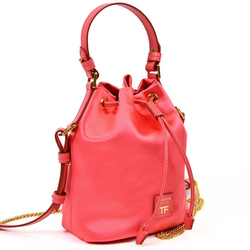 Tom Ford Pink Satin Disco Bucket Bag Gold Hardware