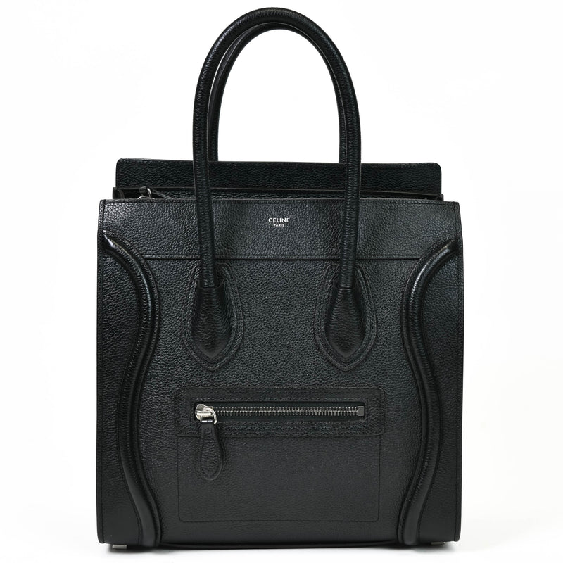 Celine Black Leather Micro Luggage Tote Bag