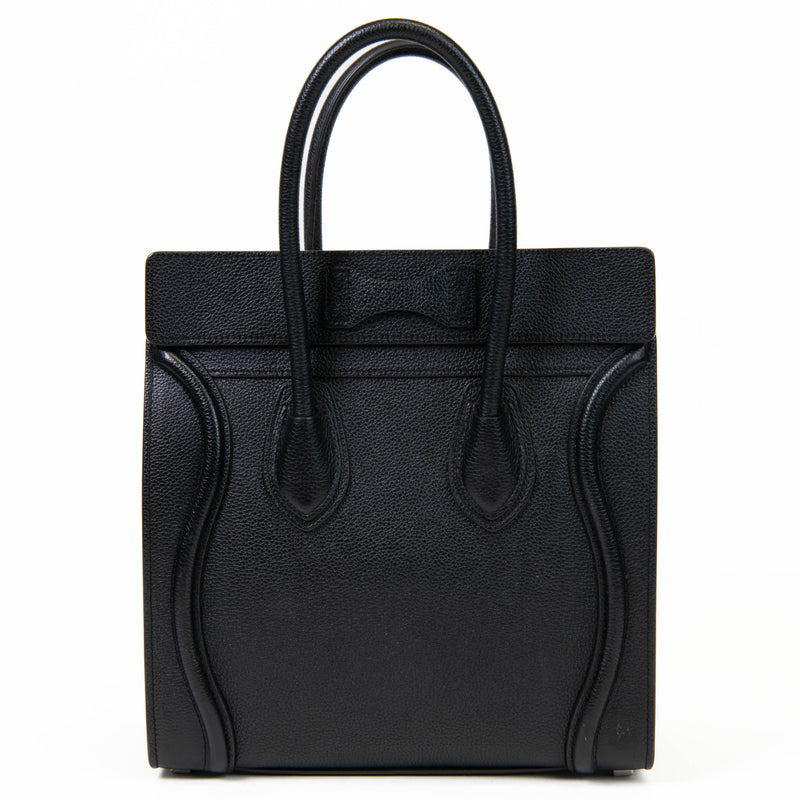 Celine Black Leather Micro Luggage Tote Bag