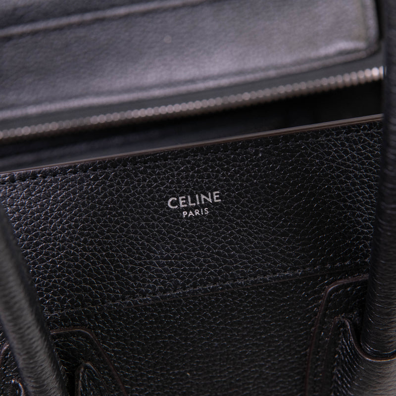 Celine Black Leather Micro Luggage Tote Bag