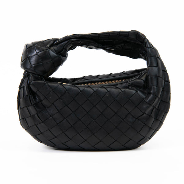 Bottega Veneta Black Nappa Intrecciato Leather Mini Jodie Clutch