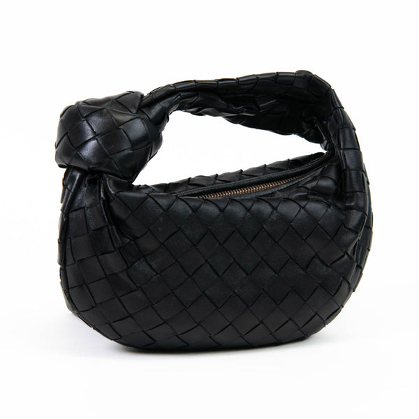 Bottega Veneta Black Nappa Intrecciato Leather Mini Jodie Clutch