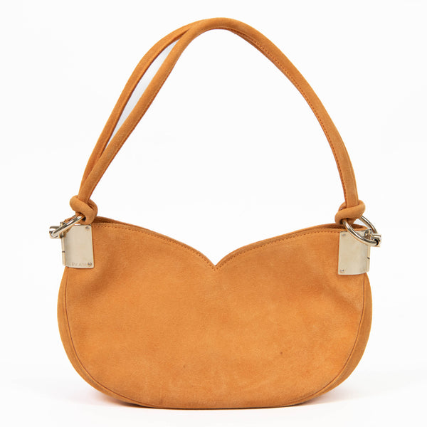 Vintage 2K Escada Orange Suede Heart Shaped Tote