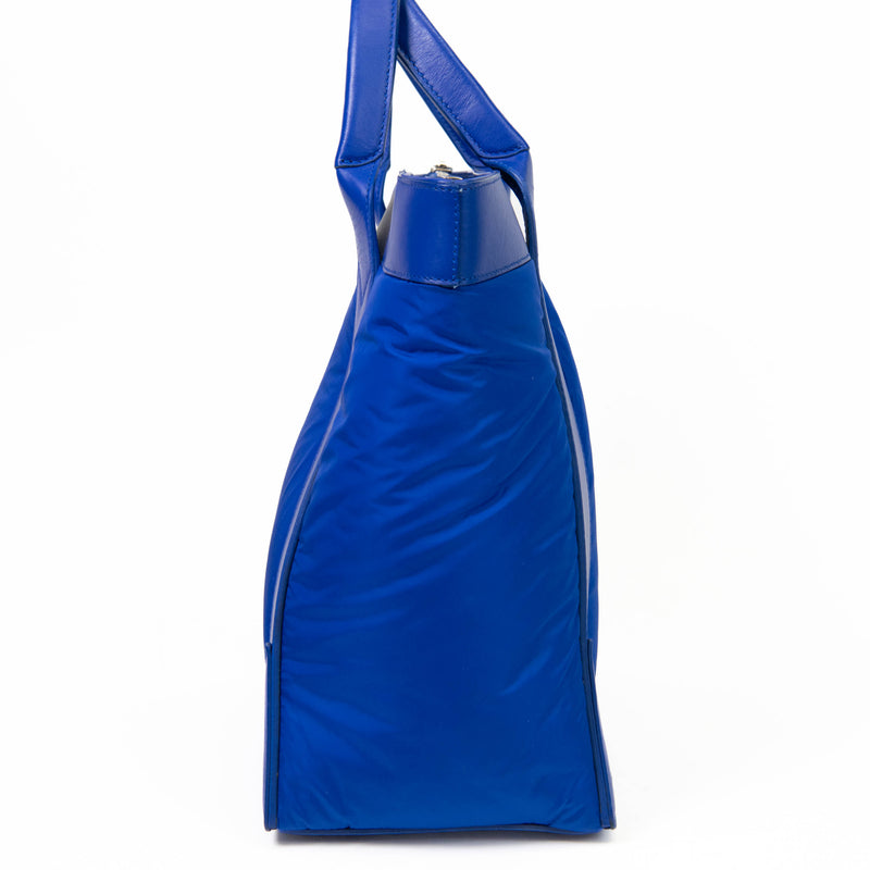 Balenciaga Blue Nylon Medium Cabas Tote Bag