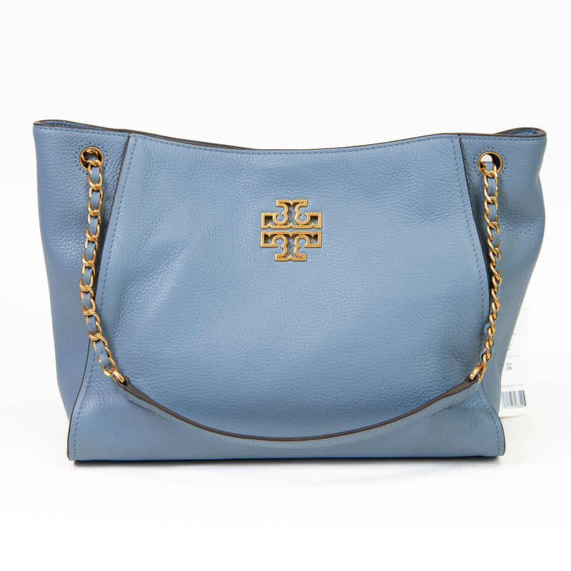 Tory Burch Baby Blue Leather Britten Slouchy Shoulder Handbag