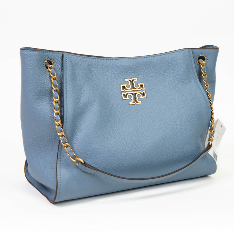 Tory Burch Baby Blue Leather Britten Slouchy Shoulder Handbag