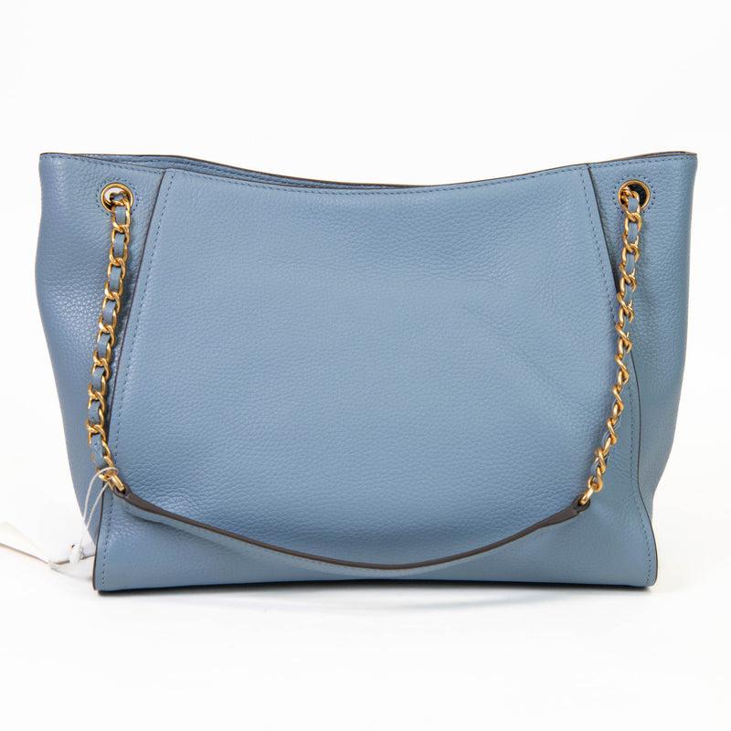 Tory Burch Baby Blue Leather Britten Slouchy Shoulder Handbag