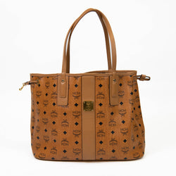 MCM Cognac Visetos Canvas Medium Liz Reversible Shopper Tote