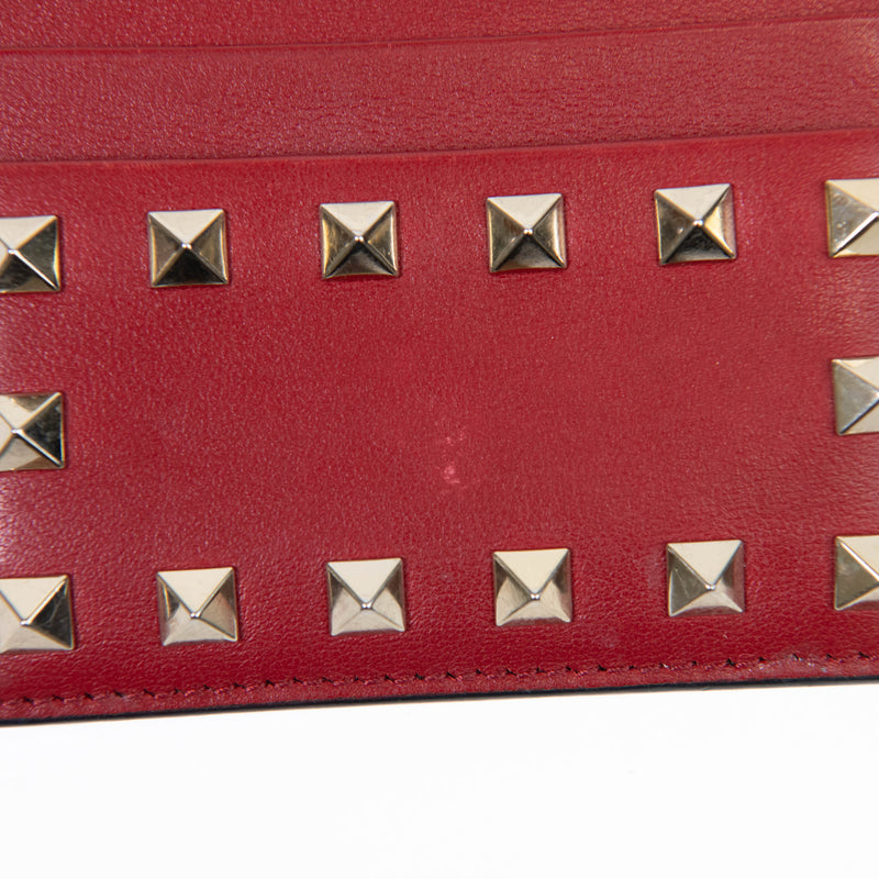 Valentino Red Leather Rockstud Card Holder