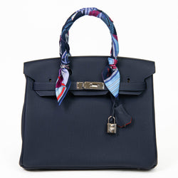 Hermès Birkin 30 Verso Blue Nuit and Orange Poppy Togo Palladium Hardware