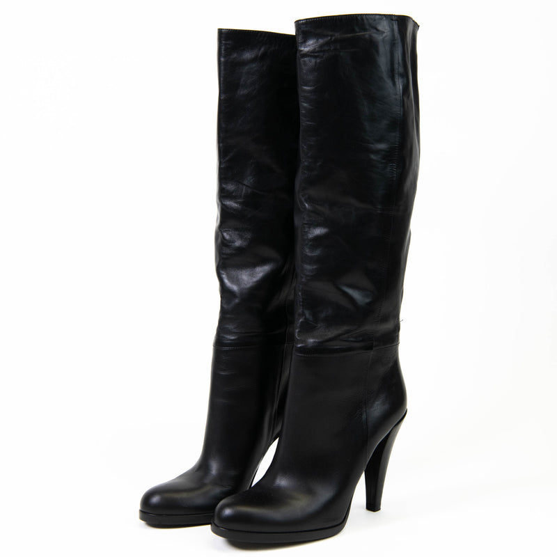 Gucci Black Leather Knee High Boots Size 6.5