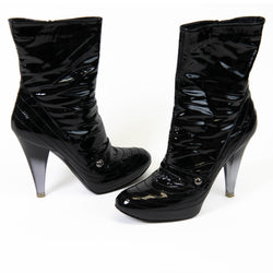 Cassadel Black Patent Leather Booties Size 9