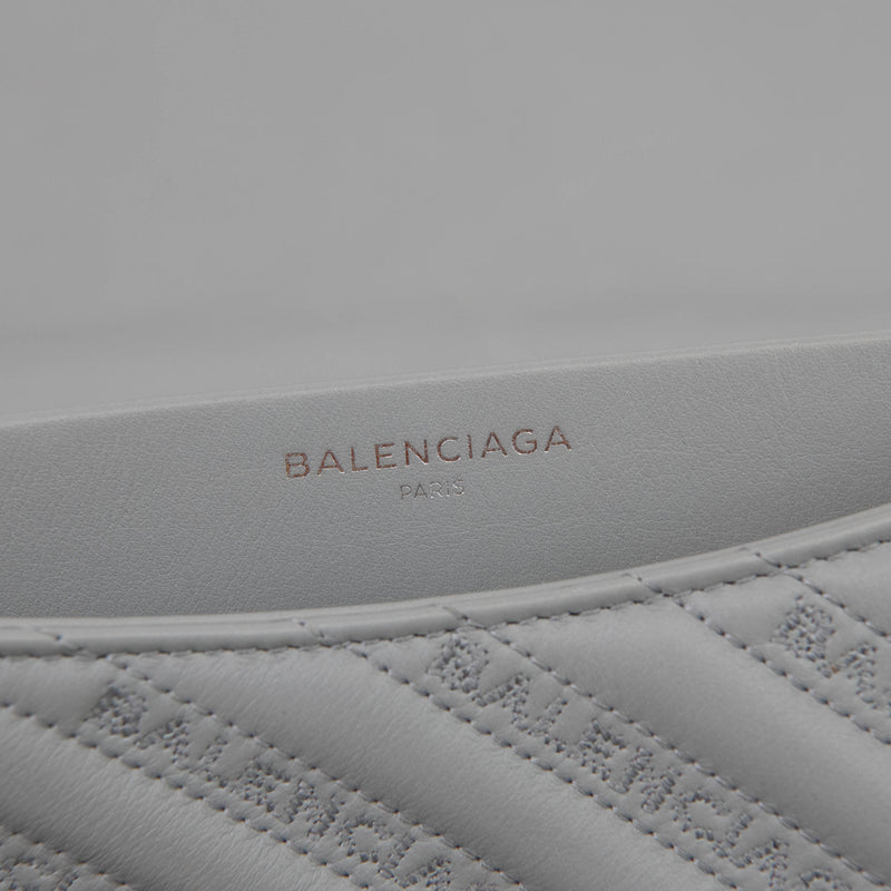 Balenciaga Grey  Calfskin Logo Matelasse S BB Round Shoulder Bag