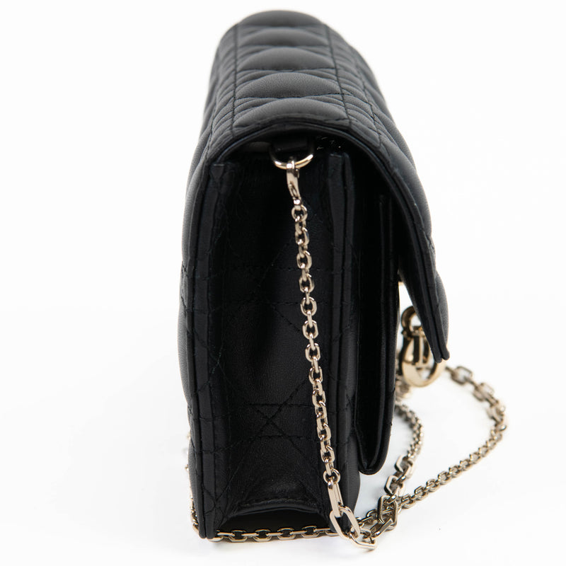 Christian Dior Black Lambskin Cannage Miss Dior Chain Pouch