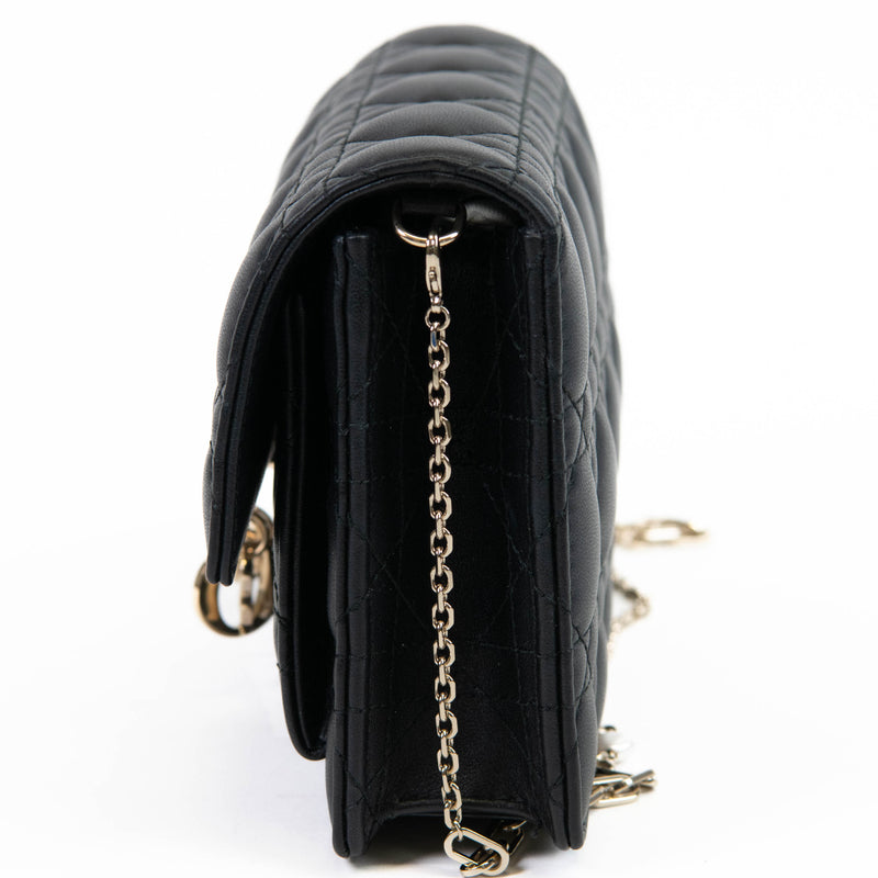 Christian Dior Black Lambskin Cannage Miss Dior Chain Pouch