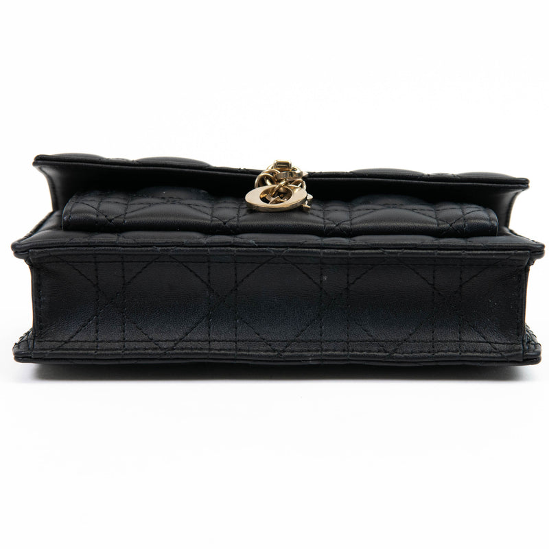 Christian Dior Black Lambskin Cannage Miss Dior Chain Pouch