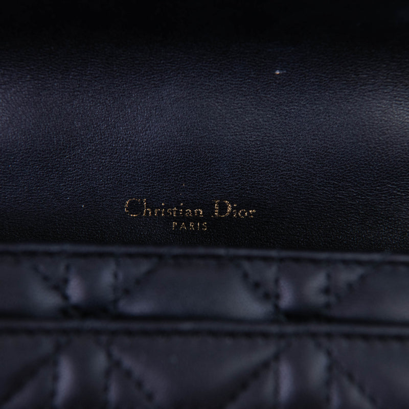 Christian Dior Black Lambskin Cannage Miss Dior Chain Pouch